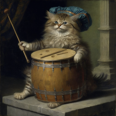 Julianboehm_prombt_cat_playing_Drum_by_Leonardo_da_vinci_256e49a7-6bc6-4315-ab2a-ccb16c8251c8