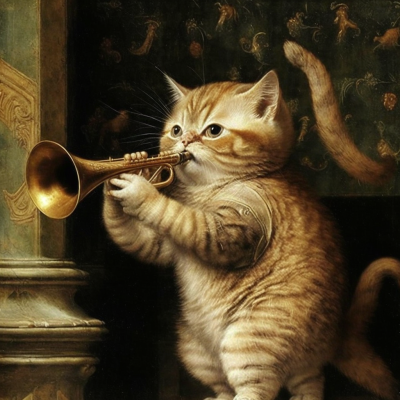 Julianboehm_prombt_cat_playing_Trumpet_by_Leonardo_da_vinci_98f6e3d9-ea32-414e-8235-17d376e43974